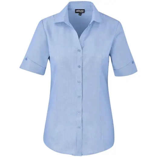 Ladies Short Sleeve Northampton Shirt Sky Blue Front